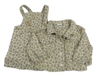 2Set - Béžovo-šedo-hnědé vzorované riflové šaty s kapsou + bunda F&F