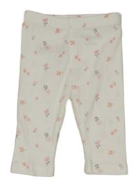 Bílé žebrované tepláky s kytičkami LILY&JACK