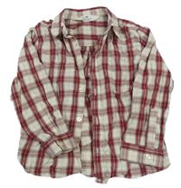 Smetanovo-karmínová kostkovaná košile H&M