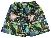 Černé sportovní kraťasy s dinosaury 