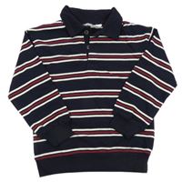 Tmavomodro-bílo-vínová pruhovaná mikina s límečkem H&M
