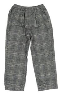 Černo-bílo-hnědé kostkované vzorované chino kalhoty F&F