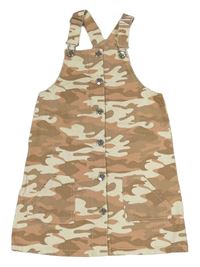 Hnědé-starorůžovo-krémové army riflové propínací laclové šaty Matalan