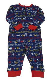 Tmavomodrý vzorovaný overal Miniclub