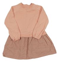 Růžovo-kostkované svetrovo/plátěné šaty LC Waikiki