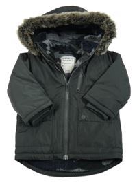 Antracitová šusťáková zimní bunda s kapucí Matalan