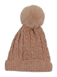 Starorůžová žinylková čepice s bambulí George