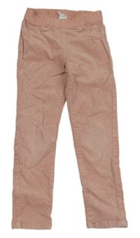 Starorůžové manšestrové elastické kalhoty H&M