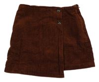 Hnědé manšestrové sukňové kraťasy Next