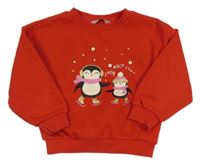 Červená mikina s tučňáky Primark