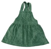 Zelené žebrované sametové laclové šaty se srdcem