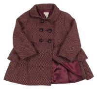 Vínový vzorovaný vlněný podšitý kabát Monsoon