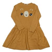 Hnědé bavlněné šaty s medvědem H&M