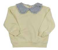 Světležlutá mikina s pruhovaným límečkem Kiki&Koko