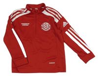 Červená sportovní funkční mikina s potiskem Adidas