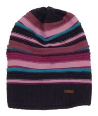 Tmavofialovo-růžovo-vínová pruhovaná čepice