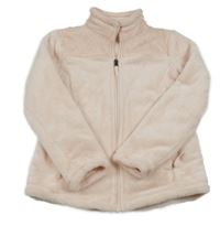 Světlerůžová chlupatá propínací mikina s šusťákem