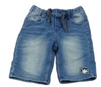 Modré teplákové riflové kraťasy s nášivkou Pocopiano