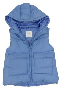 Modrofialová šusťáková zateplená vesta s kapucí Primark