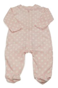 Světlerůžový puntíkatý fleecový overal
