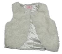 Bílá kožešinová podšitá vesta s mašlí Yd.