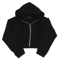 Černá propínací crop mikina s kapucí Terranova