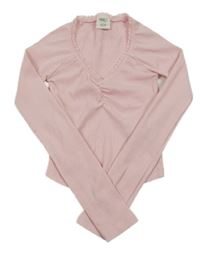 Růžové žebrované crop triko