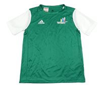Zeleno-bílé sportovní tričko s potiskem Adidas