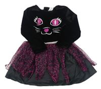 Kostým - Černo-růžové sametové/tylové šaty - kočka George