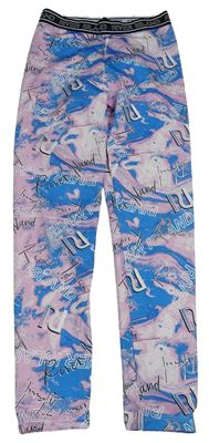 Růžovo-modré vzorované sportovní legíny River Island