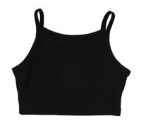 Černý žebrovaný crop top shein