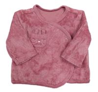 Růžová sametová zavinovací mikina Matalan