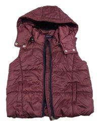 Vínová šusťáková zateplená vesta s kapucí 