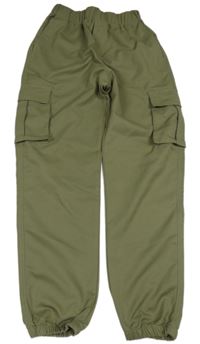 Khaki lehké cuff kalhoty s kapsami 
