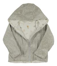 Nové - Šedá sametová podšitá propínací mikina s kapucí Mothercare