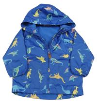 Modrá šusťáková jarní bunda s dinosaury a kapucí John Lewis