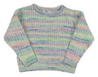 Barevný pruhovaný pastelový svetr 