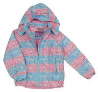 Růžovo-modrá pruhovaná šusťáková jarní bunda s kapucí Impidimpi