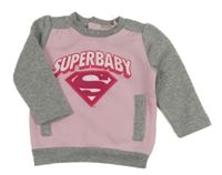 Růžovo-šedá mikina s nápisem 