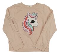 Pudrová lehká mikina s jednorožcem H&M