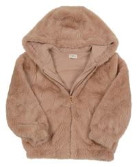 Starorůžová kožešinová podšitá bunda s kapucí F&F