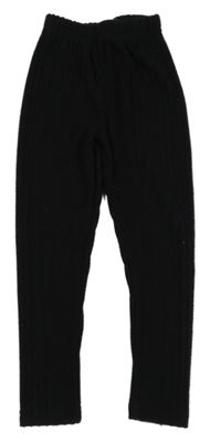 Černé žebrované úpletové legíny shein