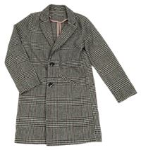 Černo-růžový kostkovaný flaušový kabát 