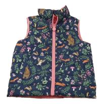 Tmavomodrá vzorovaná šusťáková zateplená oboustranná vesta s Gruffalem Joules