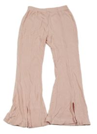 Světlerůžové žebrované flare legíny 