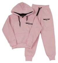 2 set - růžová mikina s nápisem a kapucí + tepláky 
