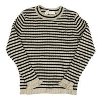 Béžovo-černý pruhovaný žebrovaný lehký svetr H&M