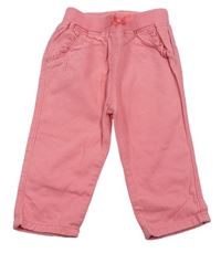 Růžové plátěné kalhoty s úpletovým pasem George