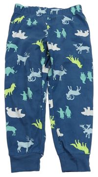 Tmavozelené pyžamové kalhoty se zvířaty F&F