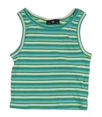 Modro-bílo-zelený pruhovaný žebrovaný crop top C&A